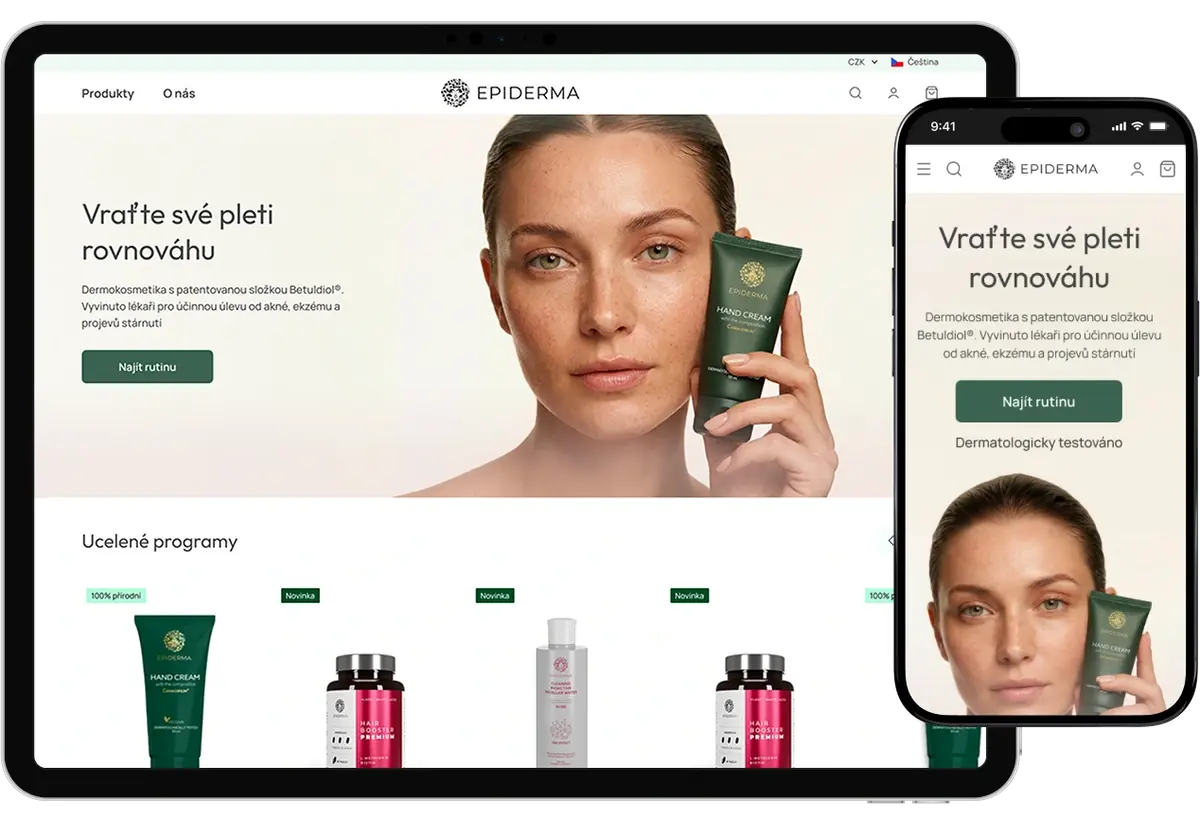 Epiderma — desktopová a mobilní verze