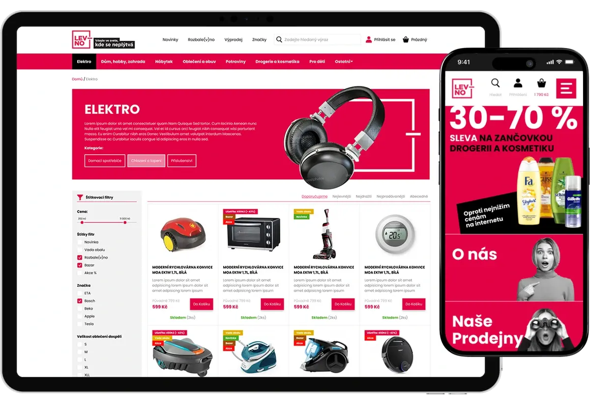 Levno — desktopová a mobilní verze