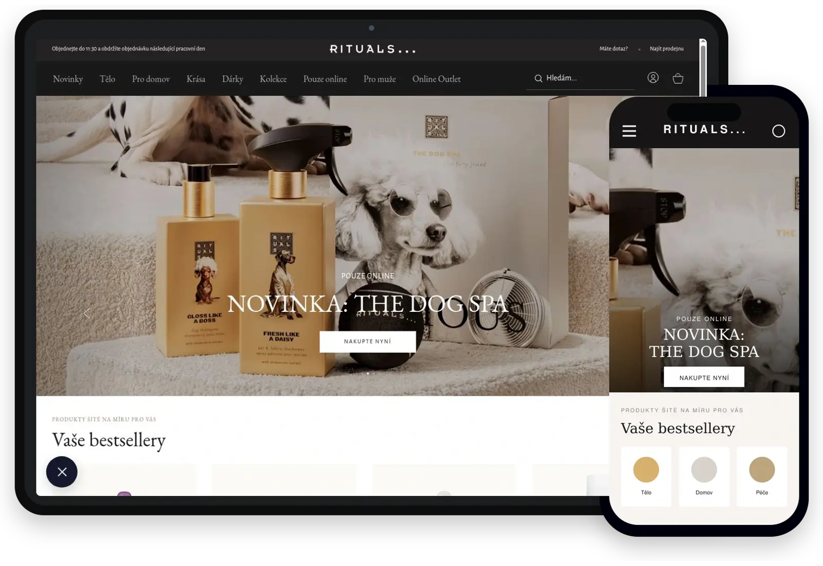 Rituals — desktopová a mobilní verze