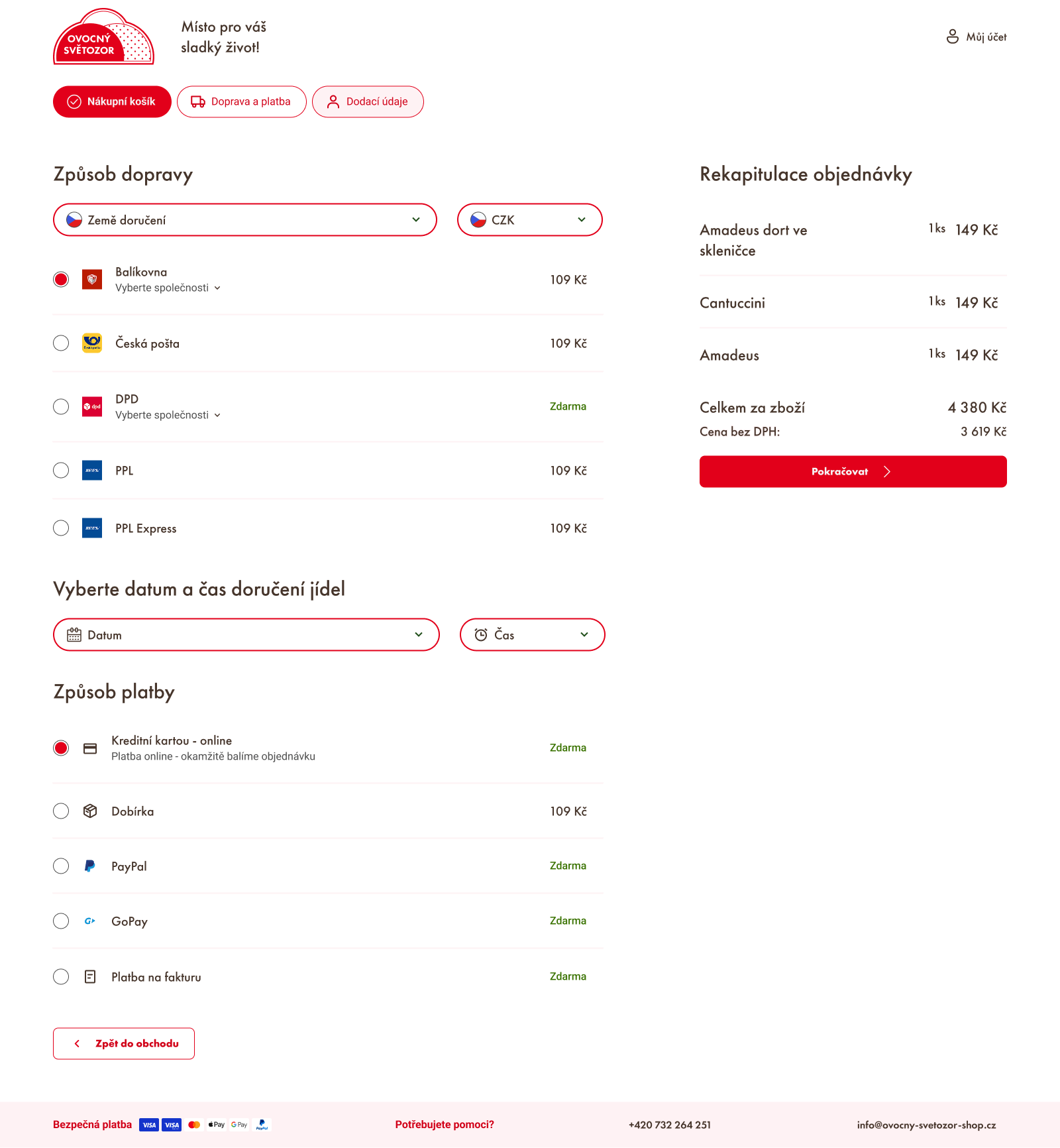 Košík s otevíracími hodinami